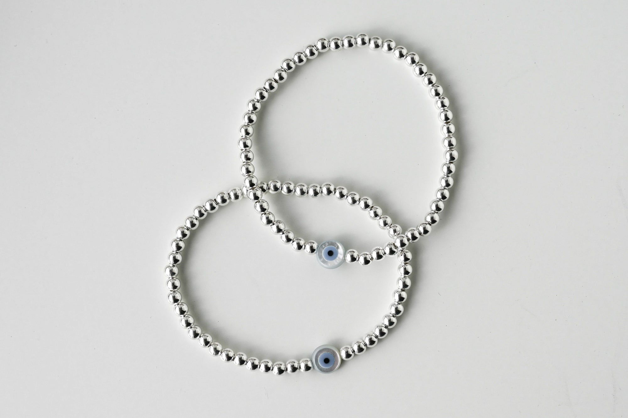 4mm Silver Pearl Evil Eye Bracelet - Catalyst & Co